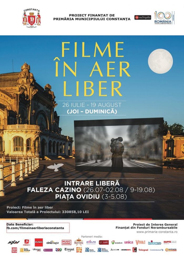 Filme în aer liber se întoarce cu 16 proiecții de neratat pe faleza Cazino și în Piața Ovidiu din Constanța