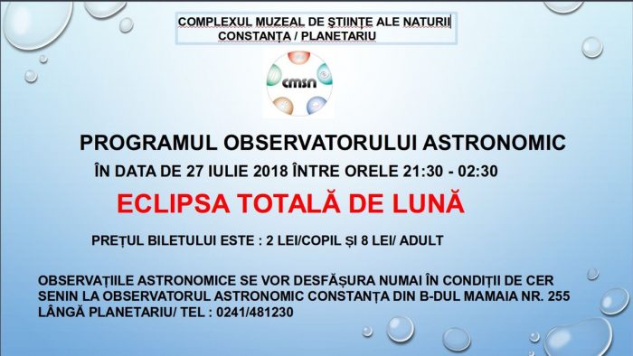 Programul obervatorului astronomic în timpul eclipsei de lună