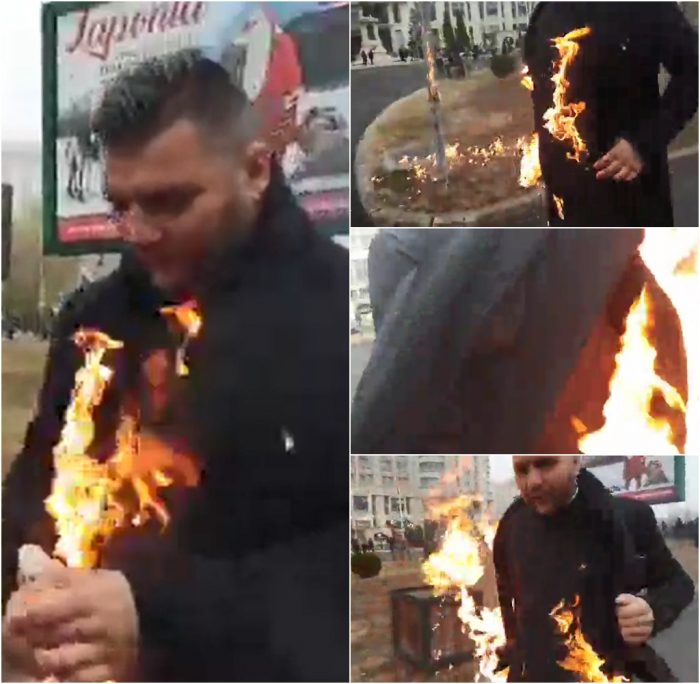 VIDEO Un preot constănțean și-a dat foc în fața Catedralei Mântuirii Neamului