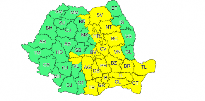 Cod galben de vreme rea în Constanța