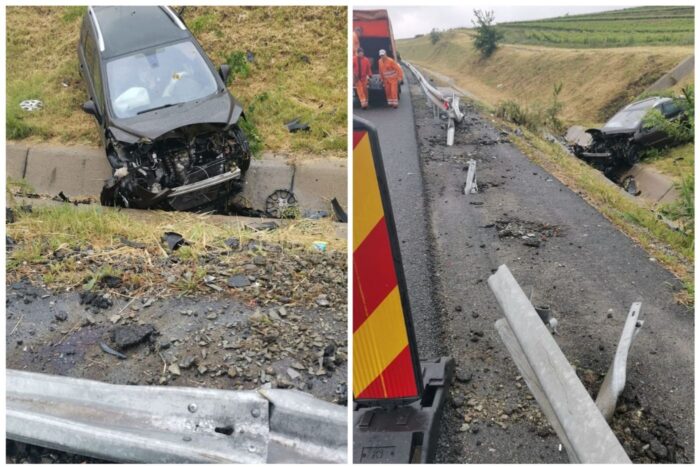 Accident pe Autostrada Soarelui. A rupt parapetul