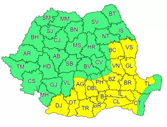 Cod galben de disconfort termic ridicat şi caniculă în Constanța și Tulcea