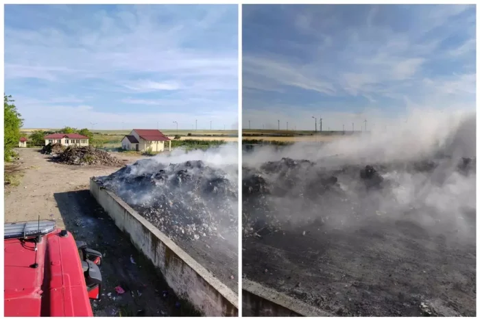 Incendiu la groapa de gunoi din localitatea Cogealac