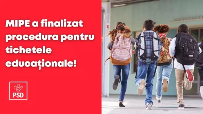 Tichete educaționale în valoare de 500 de lei pentru elevii din familii defavorizate