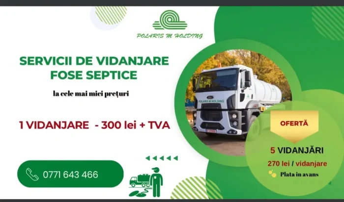 Servicii de vidanjare fose septice – Polaris M Holding are cele mai mici prețuri