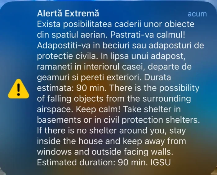 Grup de drone la granița României: RO-Alert în Tulcea