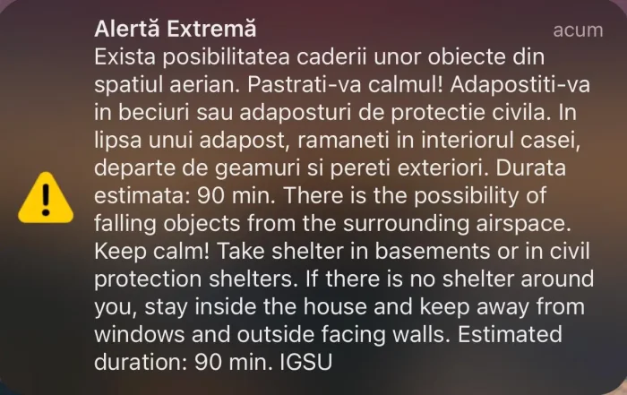 RO-Alert în Tulcea după un posibil atac asupra Ucrainei